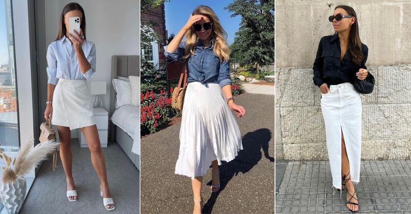 Faldas blancas con camisas y sandalias