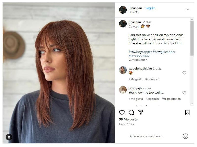 El 'cowboy copper' es el color de pelo en tendencia esta primavera-verano