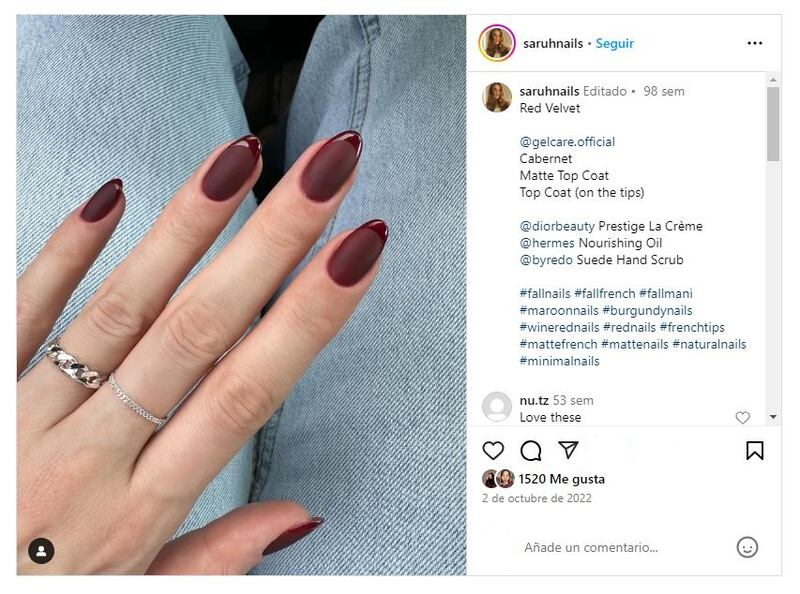 Las 'burgundy nails' son las uñas más sofisticadas en tendencia para el otoño