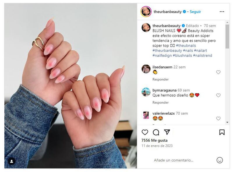 Las 'blush nails' son una de las tendencias en manicura más populares en la actualidad