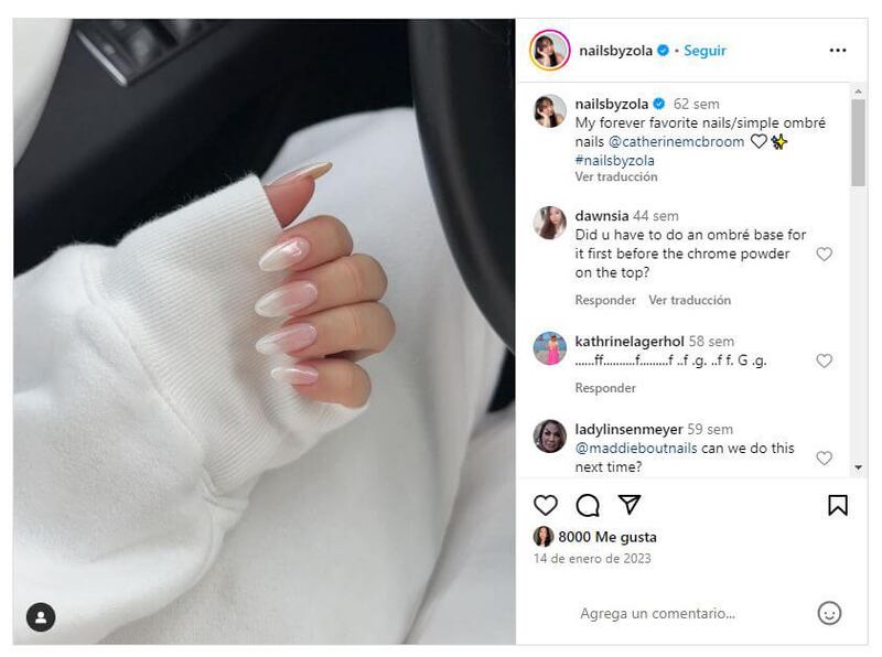 Las uñas chrombré son la última tendencia en cuanto a manicura para primavera-verano 2024