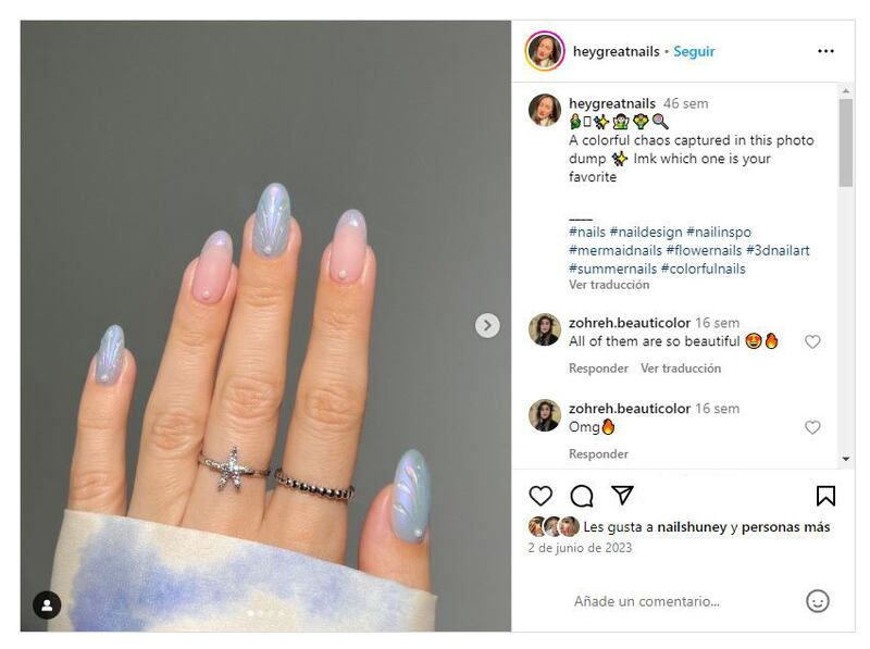 Las uñas seashell son la última manicura dentro de la tendencia 'mermaidcore'