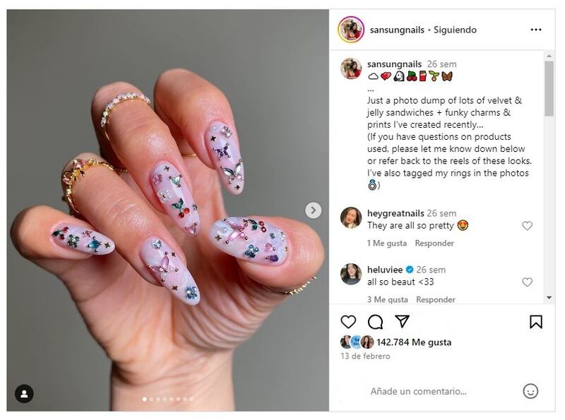 Las 'gem nails' son ideales para las mujeres que aman el glamur y el brillo