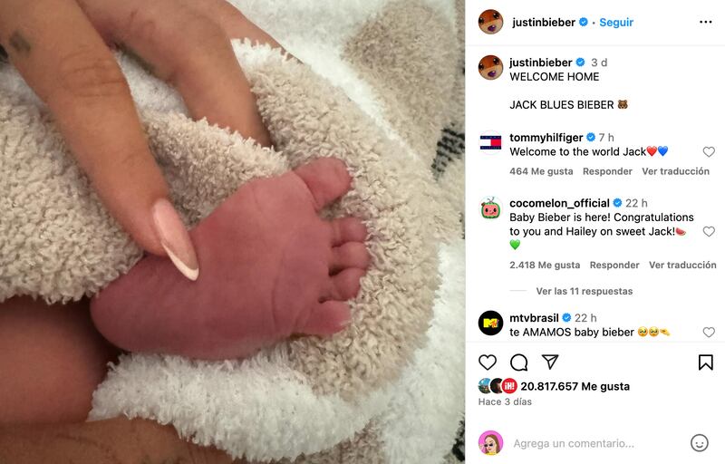 Justin Bieber y Hailey Bieber anunciaron la llegada de su primer hijo