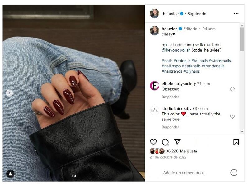 Las 'burgundy nails' son las uñas más sofisticadas en tendencia para el otoño