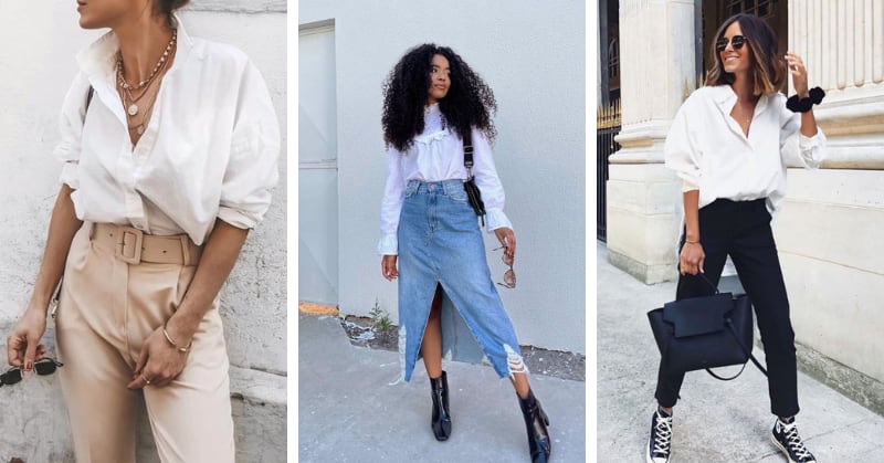 Veja como usar a camisa branca em uma look elegante. Pinterest