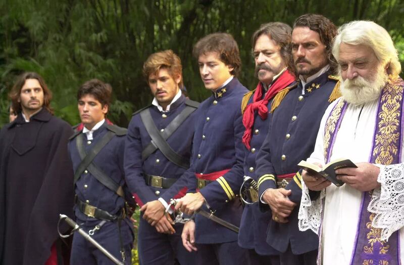 Murilo Rosa, Bruno Gagliasso, Dado Dolabella, Rodrigo Faro, José de Abreu, Werner Schünemann e Lafayette Galvão em "A Casa das Sete Mulheres"