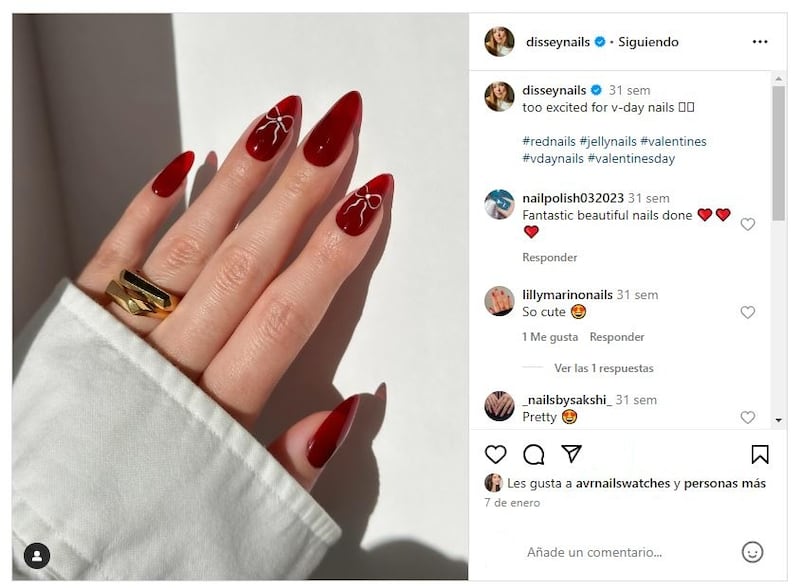 Las uñas cherry red serán una de las grandes tendencias de manicura en otoño