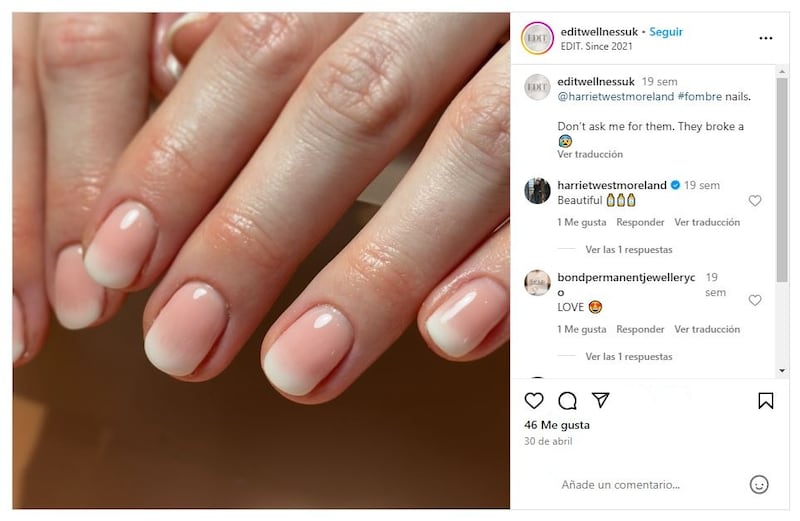 La manicura fombré se caracteriza por ser minimalista, sofisticada y “glossy”