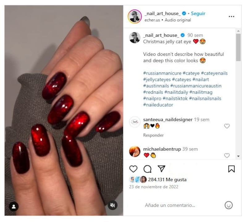 Las uñas cherry red serán una de las grandes tendencias de manicura en otoño